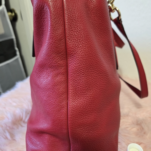 Coach Red Leather Tote Bag - Picture 10 of 11